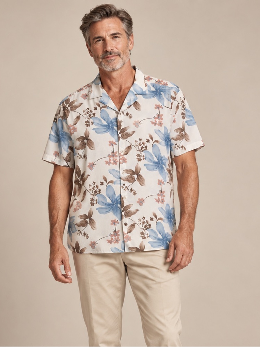 John Lennon Mens XXL Floral Hawaiian Shirt Short Sleeve Button Up Vacation blue